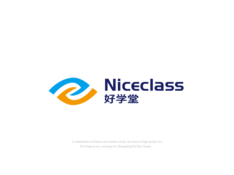張俊的英文名字是“Niceclass ”，中文名字是“好學(xué)堂”logo設(shè)計